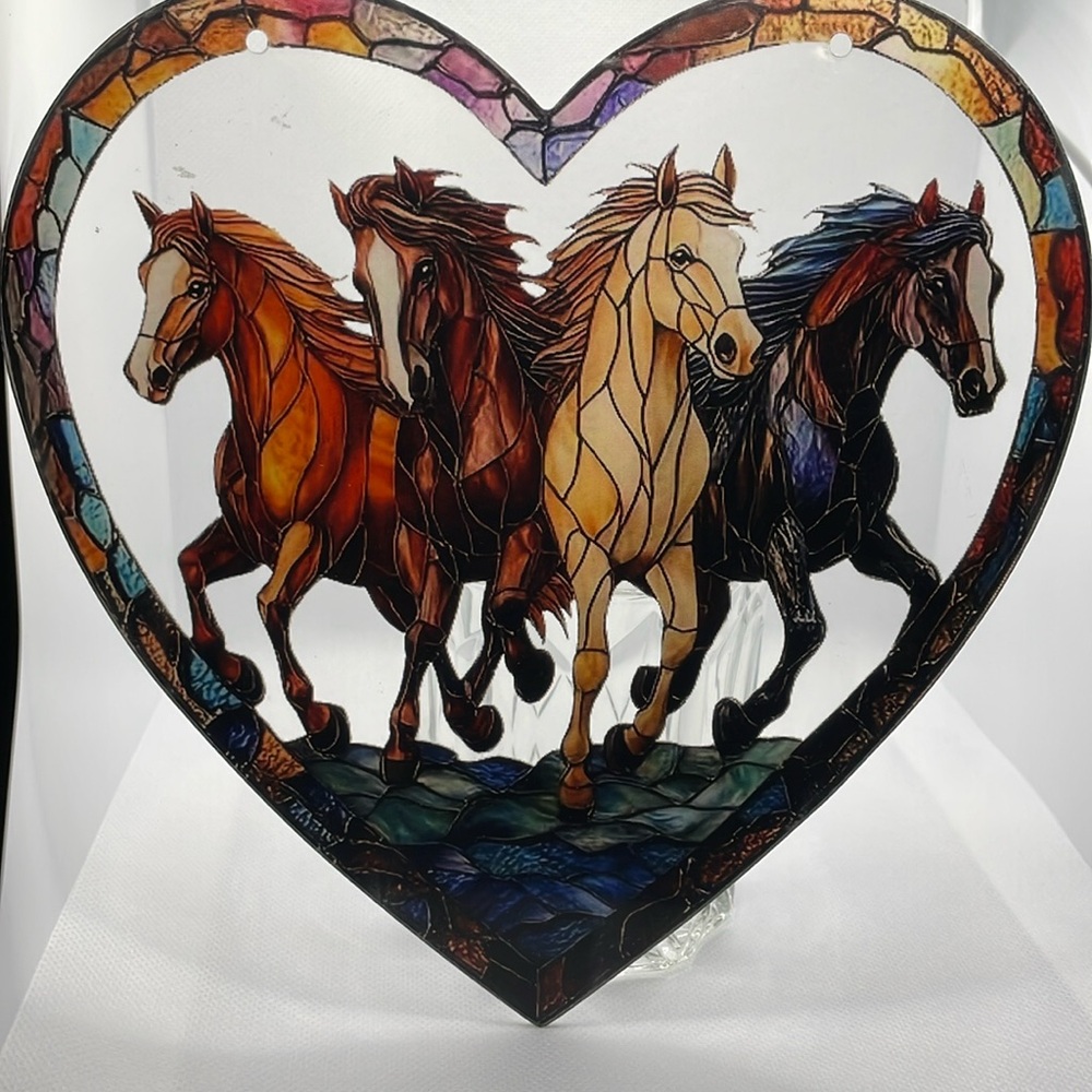 Suncatcher Acryloc Horses Heart Shaped Home Decor Gifts